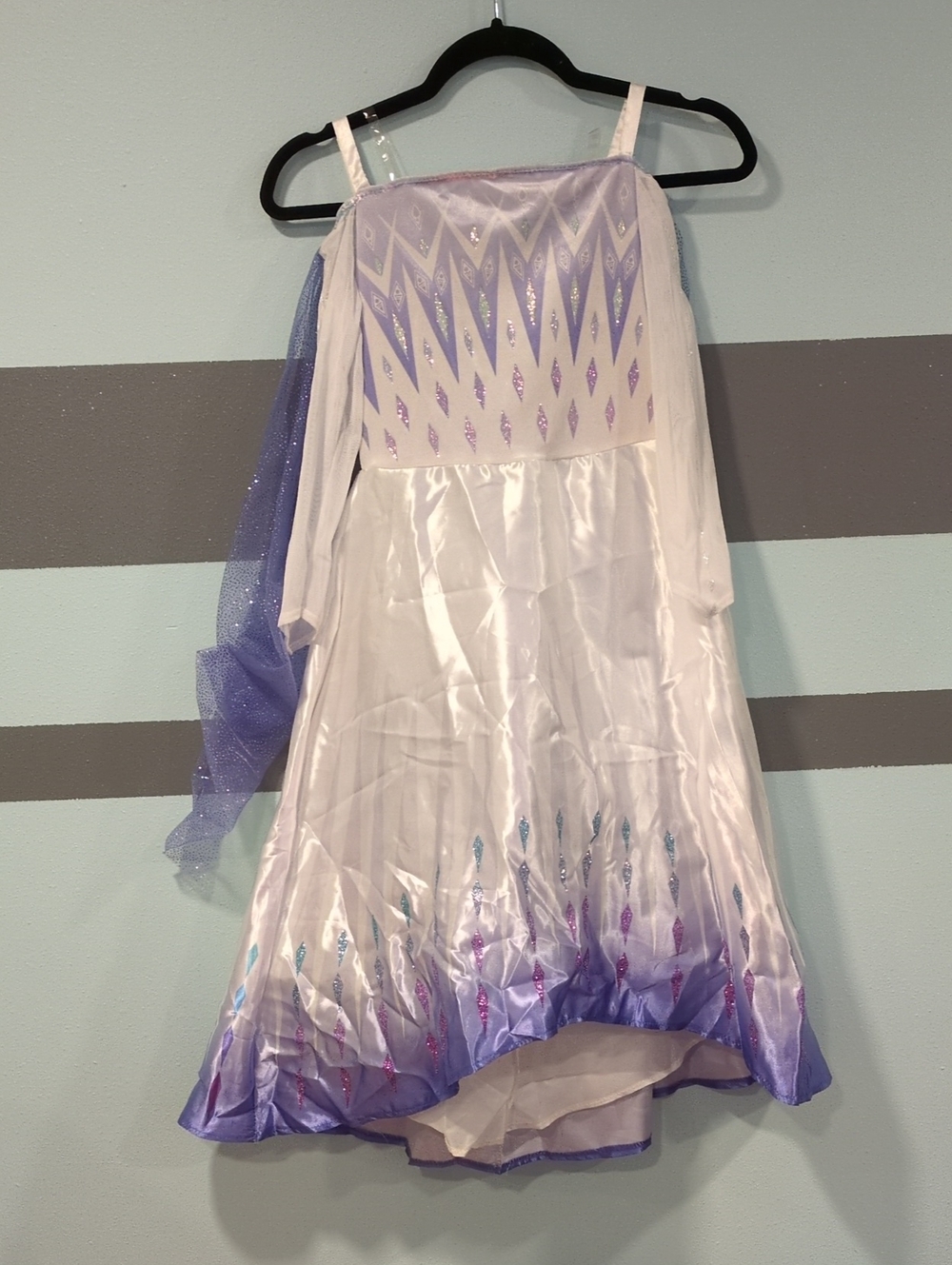 Disney Frozen II Girls White and Purple Sparkle Elsa Princess Dress